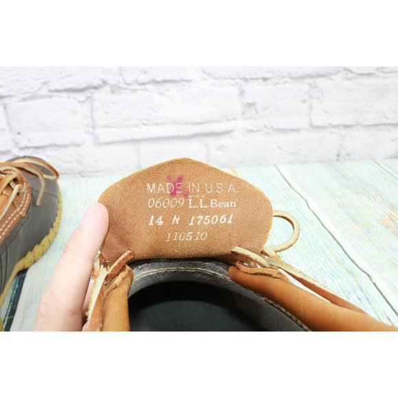 LL Bean  Brown Leather Slip On Low Gumshoe Ankle Duck Boots Size 14 N - Picture 8 of 9